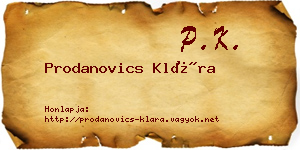 Prodanovics Klára névjegykártya